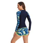 Zweiteiliger, langärmliger Rashguard-Surf-Badeanzug mit Aufdruck